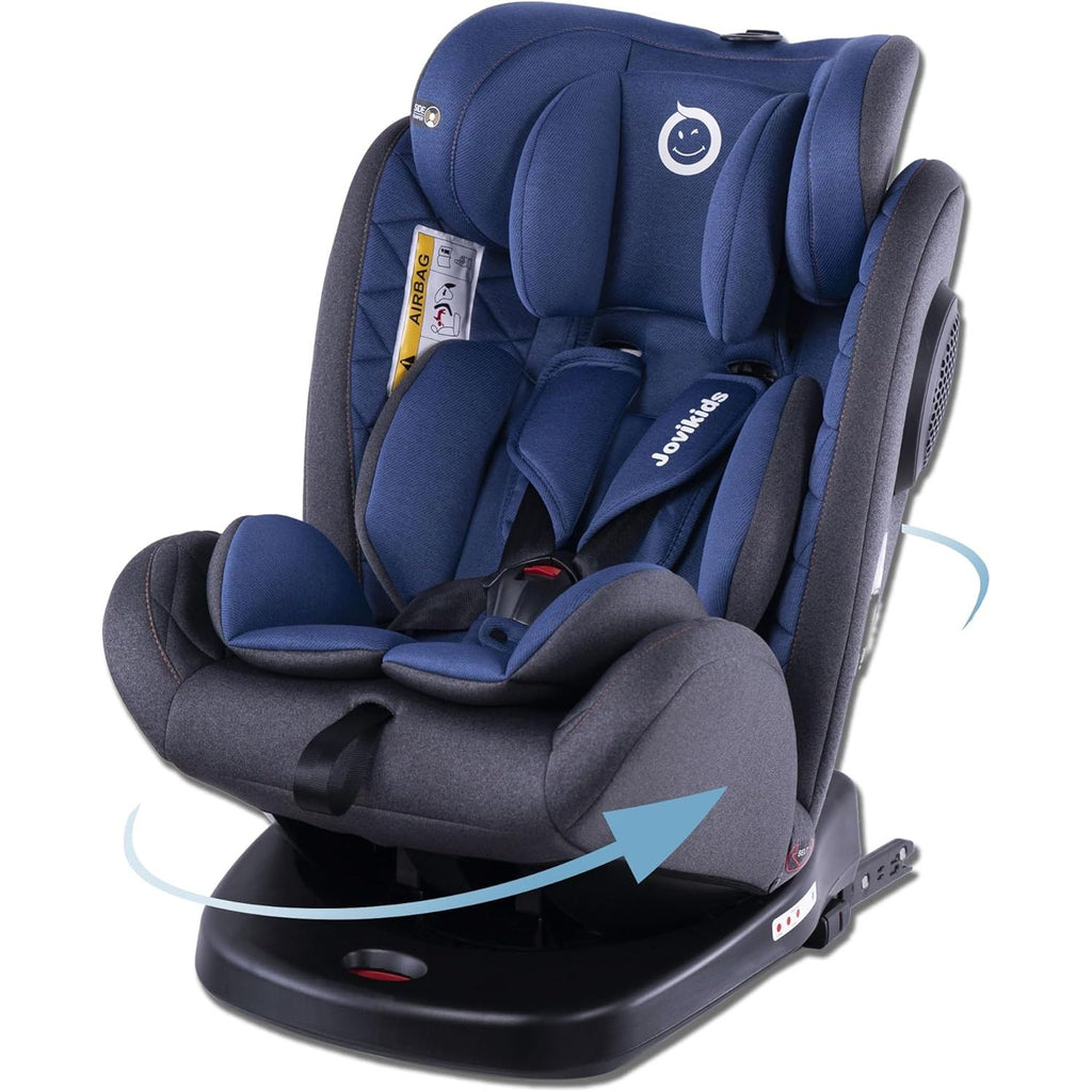 Jovikids Isofix with Top Tether 360 Degree Swivel Car Seat, Group 0/1/2/3 (WD002) Blue Age- Newborn to 12 Years