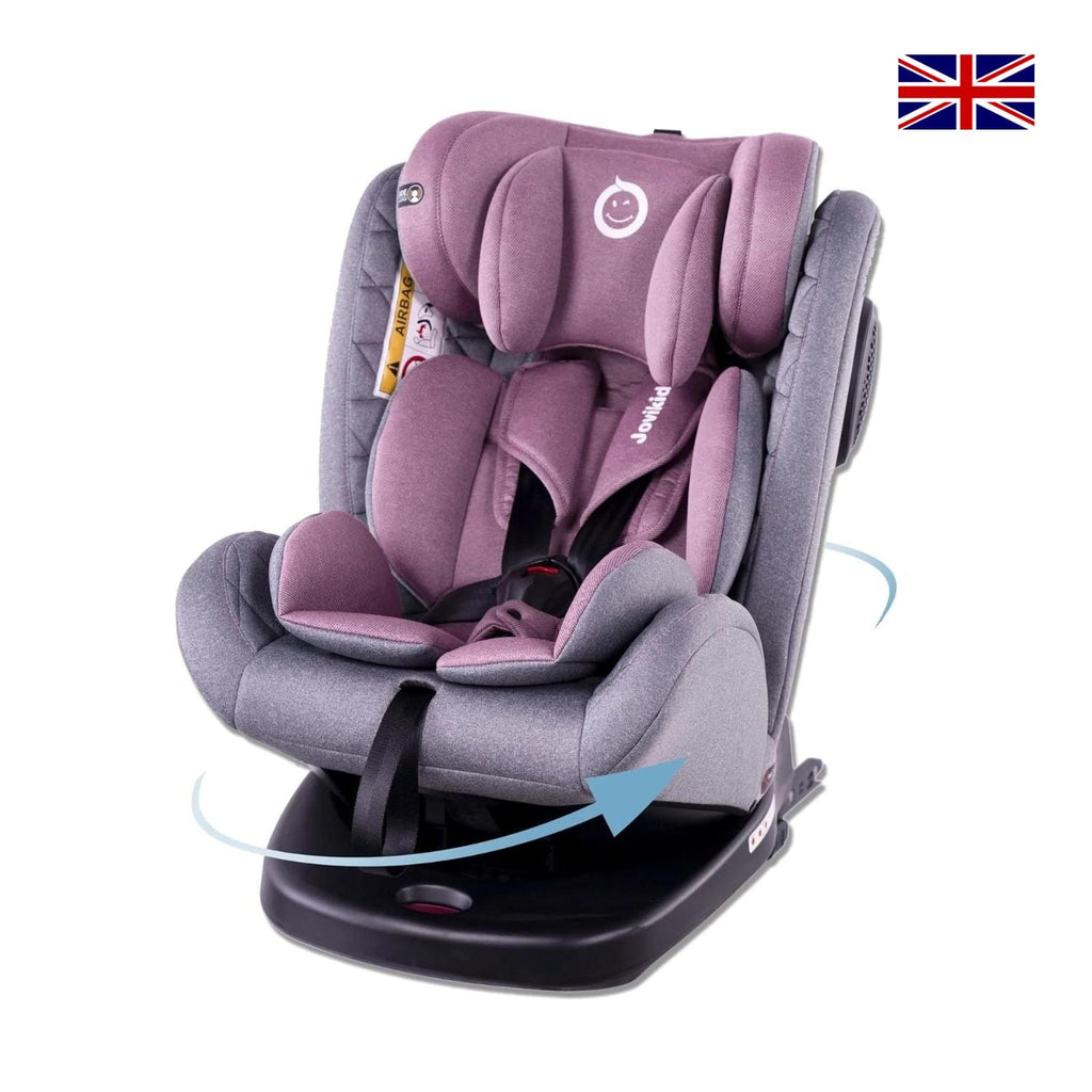 Jovikids Isofix with Top Tether 360 Degree Swivel Car Seat, Group 0/1/2/3 (WD002) Pink Age- Newborn to 12 Years