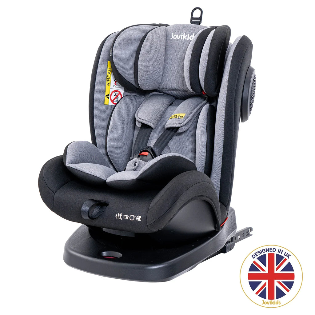 Jovikids Isofix with Top Tether 360 Degree Swivel Car Seat, Group 0/1/2/3 (WD002) Black Age- newborn to 12 Years