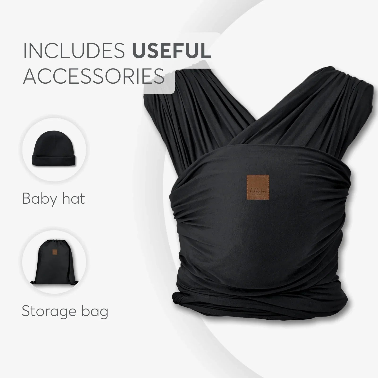 KikkaBoo Isla Babywearing Wrap Carrier Black  Age- Newborn upto 18 Kg