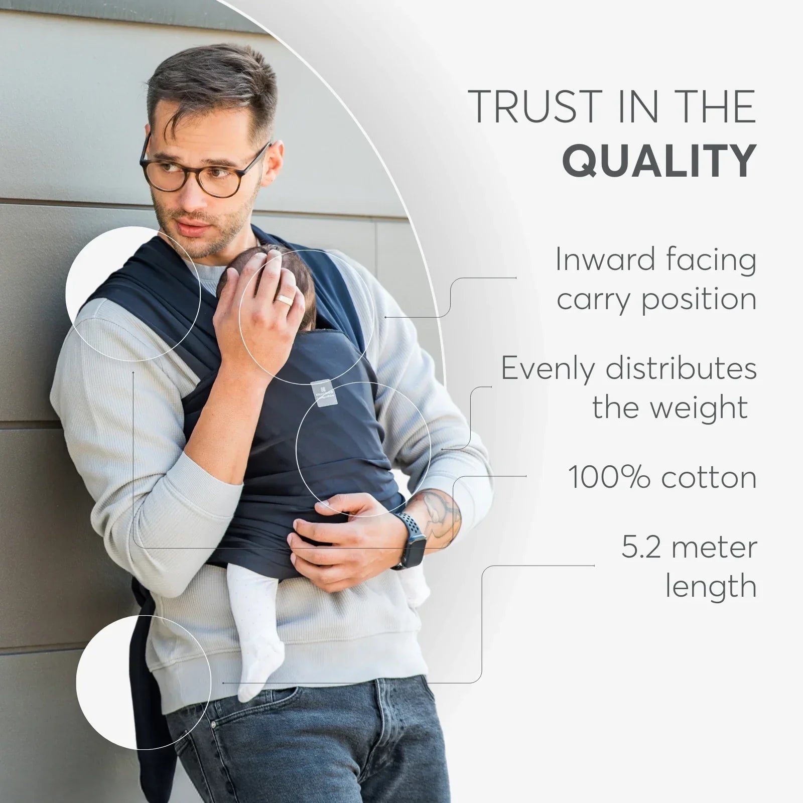 KikkaBoo Isla Babywearing Wrap Carrier Black  Age- Newborn upto 18 Kg
