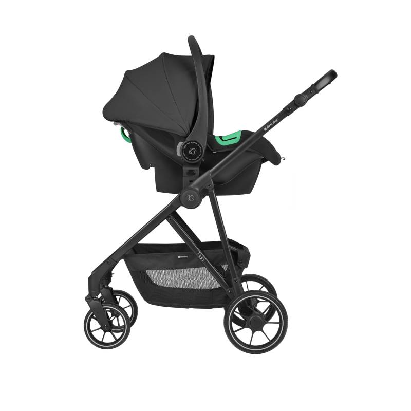 KikkaBoo Jean 3-in-1 Stroller Travel System with Carrycot & Car Seat Black Denim Age- Newborn & Above (Holds upto 22 Kg)