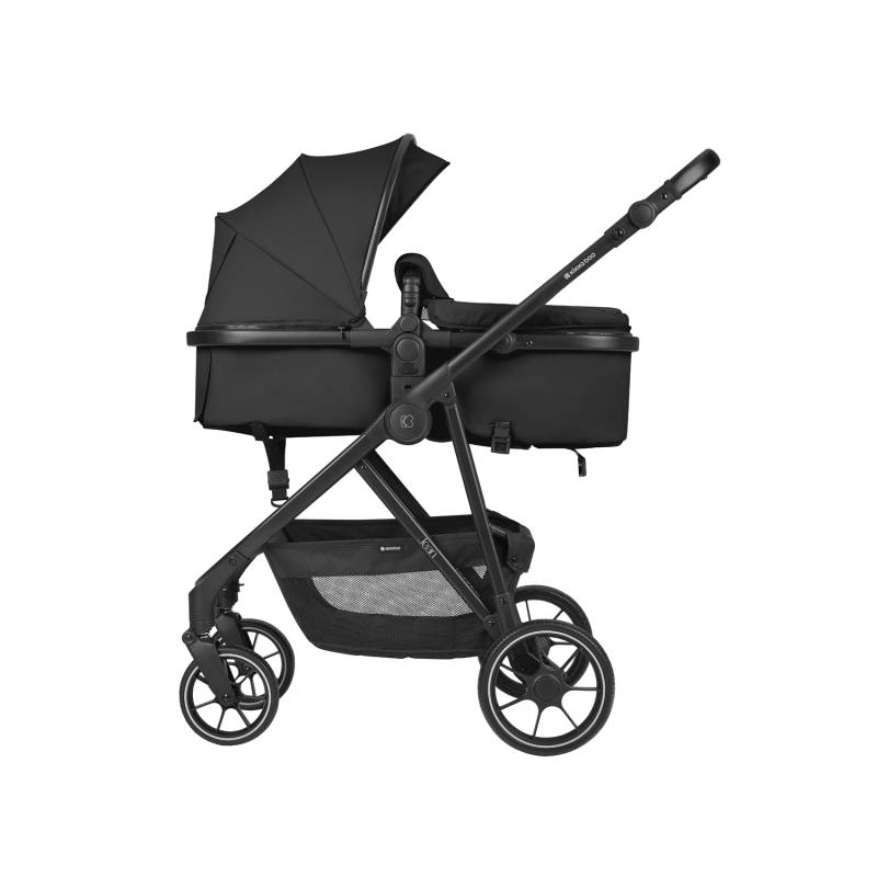KikkaBoo Jean 3-in-1 Stroller Travel System with Carrycot & Car Seat Black Denim Age- Newborn & Above (Holds upto 22 Kg)