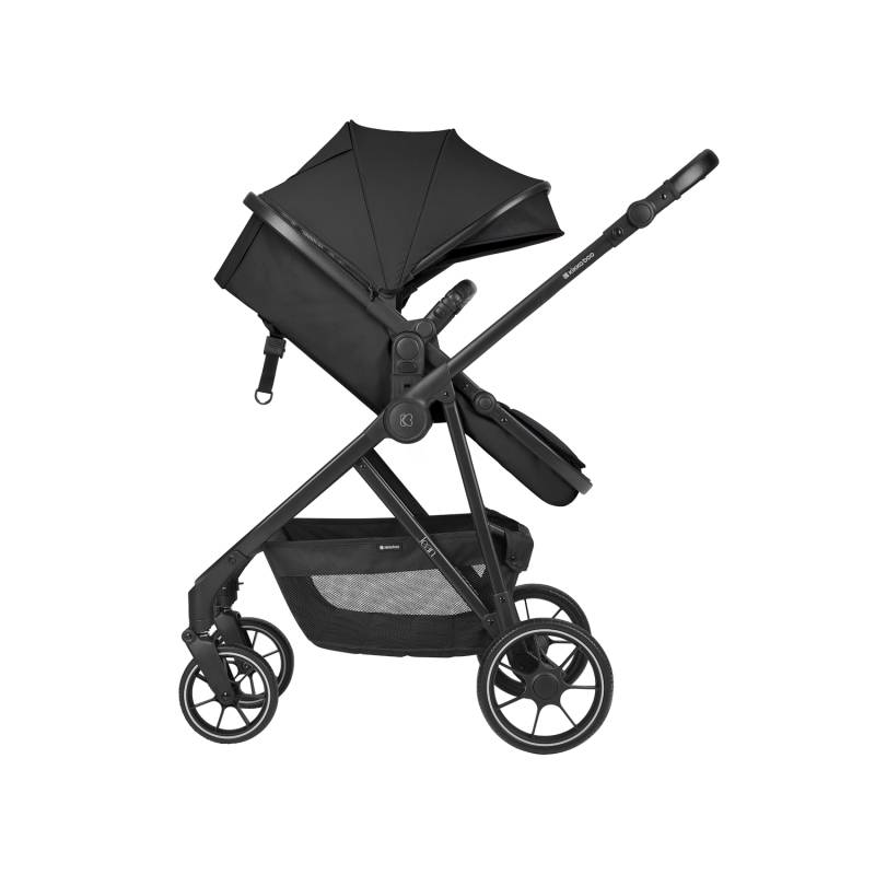 KikkaBoo Jean 3-in-1 Stroller Travel System with Carrycot & Car Seat Black Denim Age- Newborn & Above (Holds upto 22 Kg)