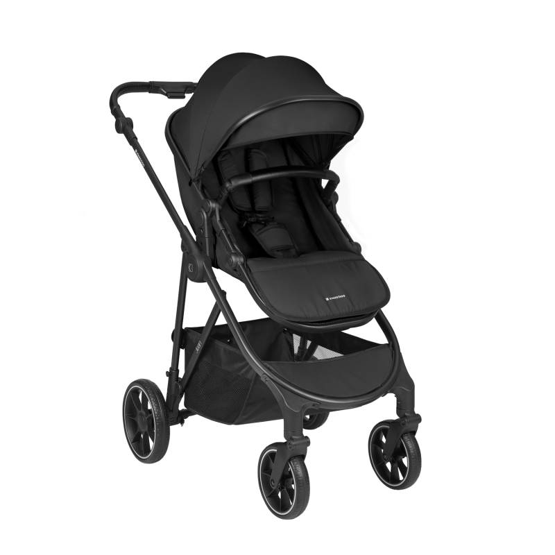 KikkaBoo Jean 3-in-1 Stroller Travel System with Carrycot & Car Seat Black Denim Age- Newborn & Above (Holds upto 22 Kg)