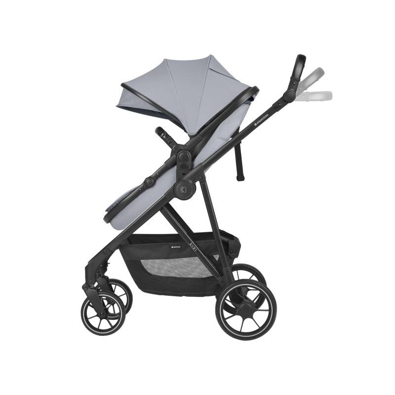 KikkaBoo Jean 3-in-1 Stroller Travel System with Carrycot & Car Seat Dark Grey Denim Age- Newborn & Above (Holds upto 22 Kg)