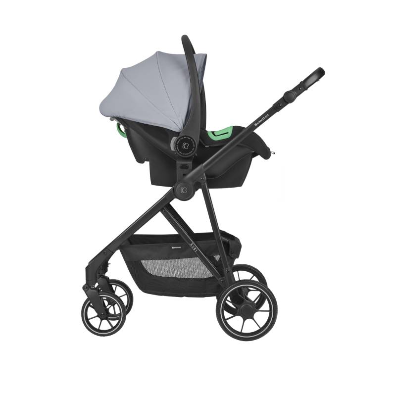 KikkaBoo Jean 3-in-1 Stroller Travel System with Carrycot & Car Seat Dark Grey Denim Age- Newborn & Above (Holds upto 22 Kg)