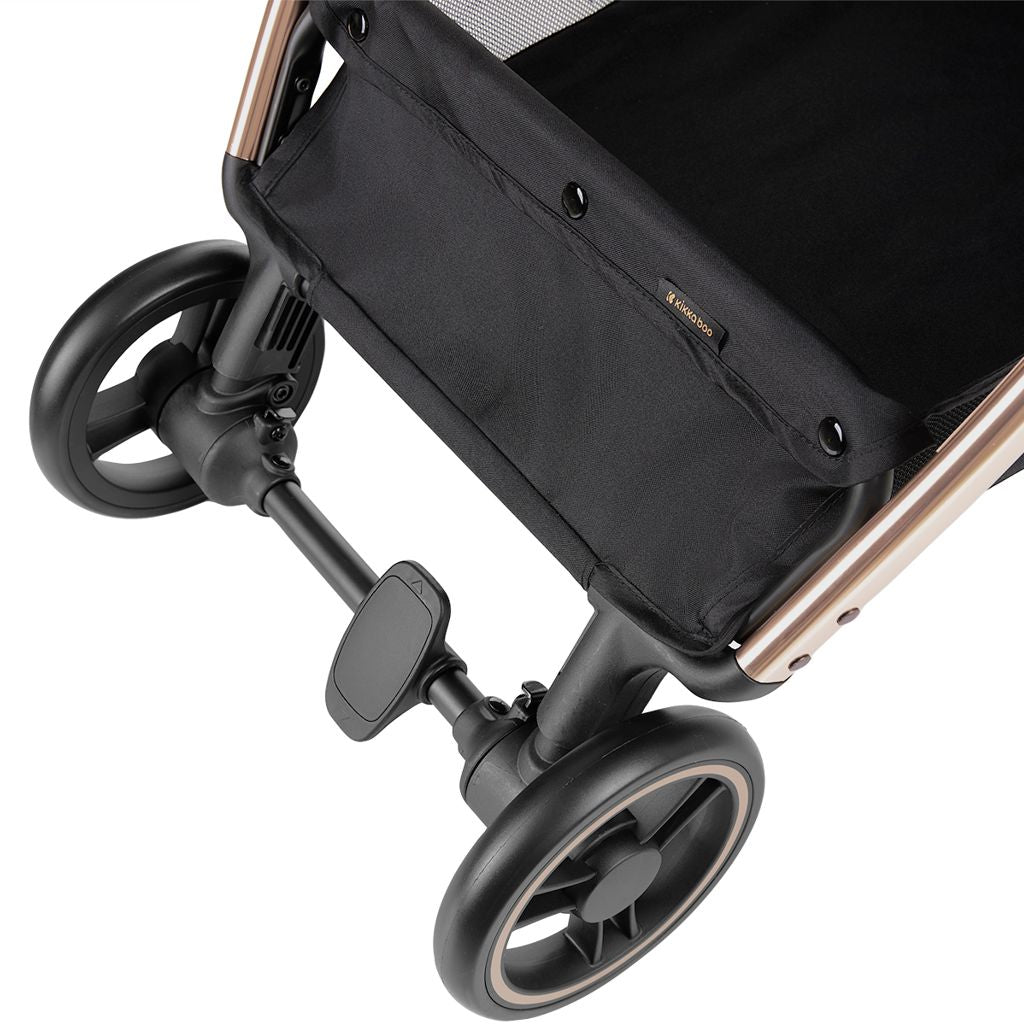 KikkaBoo Joy Lightweight Auto-Folding Compact Baby Stroller with One-Touch Fold, Reclining Seat, Suspension Wheels, Cup Holder & UV Canopy Black  Age- Newborn & Above (Holds upto 22 Kg