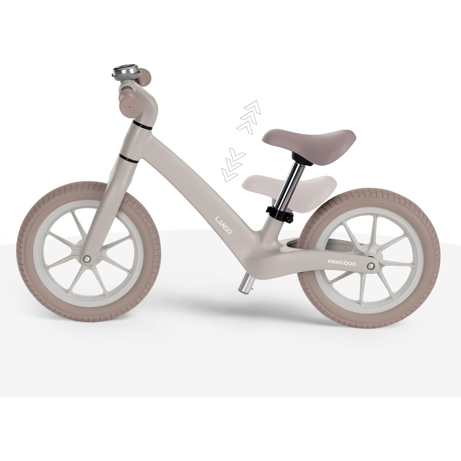 KikkaBoo LANSER Lightweight Fiberglass Balance Bike with Adjustable Seat & 12” Wheels Beige Age- 2 Years to 6 Years