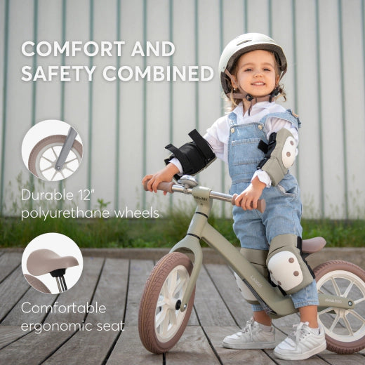 KikkaBoo LANSER Lightweight Fiberglass Balance Bike with Adjustable Seat & 12” Wheels Beige Age- 2 Years to 6 Years