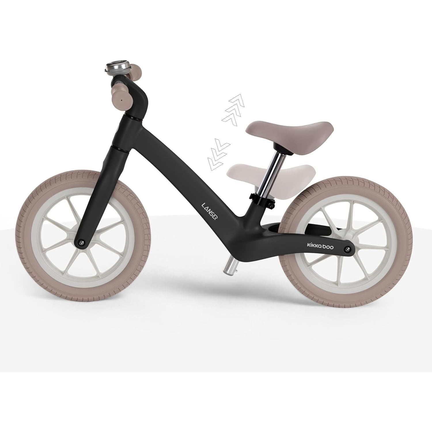 KikkaBoo LANSER Lightweight Fiberglass Balance Bike with Adjustable Seat & 12” Wheels Black Age- 2 Years to 6 Years