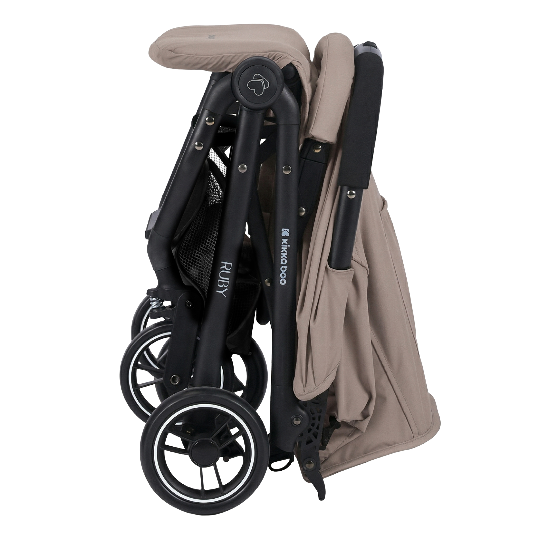 KikkaBoo Ruby Lightweight Ultra-Compact Fold Baby Stroller with Reclining Seat, UV Canopy & Foldable Travel Design Beige Age- Newborn to 36 Months (Up to 15 kg)