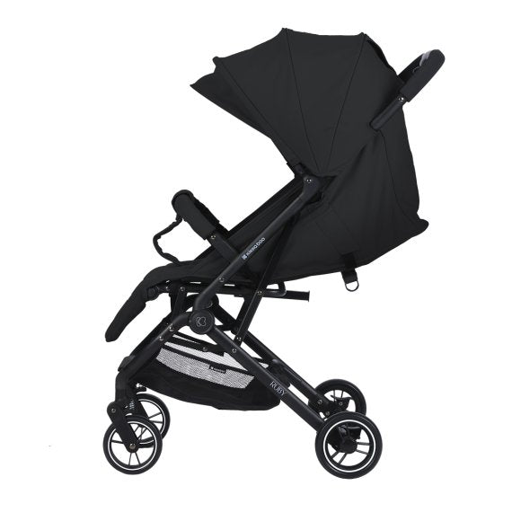 KikkaBoo Ruby Lightweight Ultra-Compact Fold Baby Stroller with Reclining Seat, UV Canopy & Foldable Travel Design Black Age-  Newborn to 36 Months (Up to 15 kg)