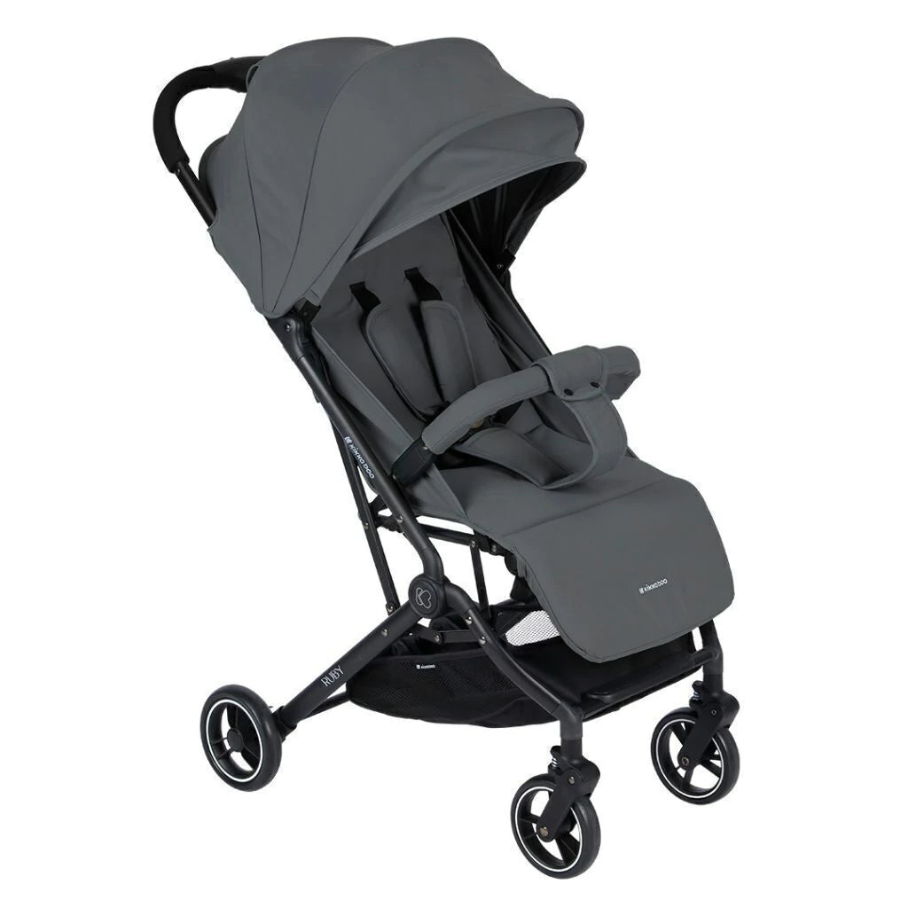 KikkaBoo Ruby Lightweight Ultra-Compact Fold Baby Stroller with Reclining Seat, UV Canopy & Foldable Travel Design Grey Age-  Newborn to 36 Months (Up to 15 kg)