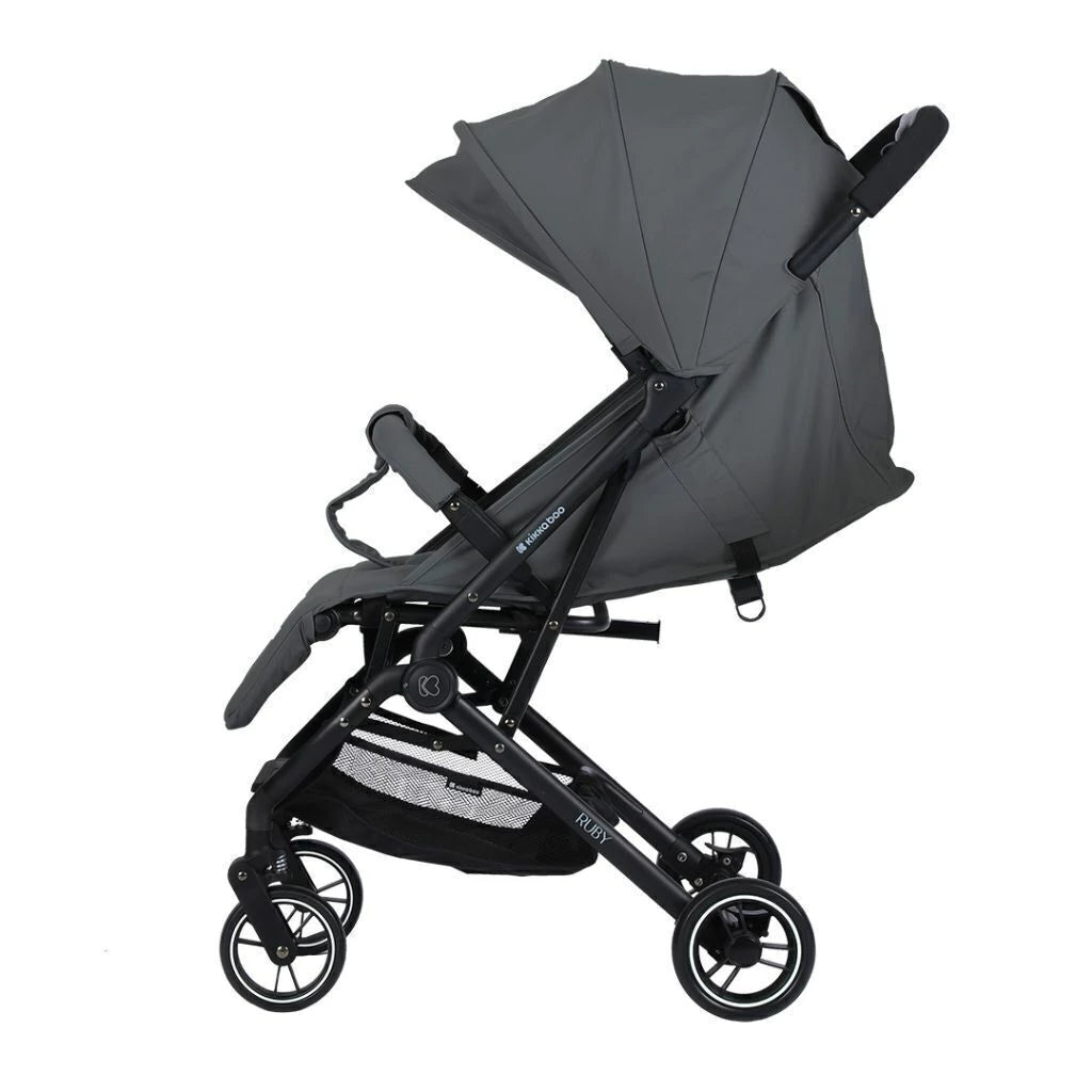KikkaBoo Ruby Lightweight Ultra-Compact Fold Baby Stroller with Reclining Seat, UV Canopy & Foldable Travel Design Grey Age-  Newborn to 36 Months (Up to 15 kg)