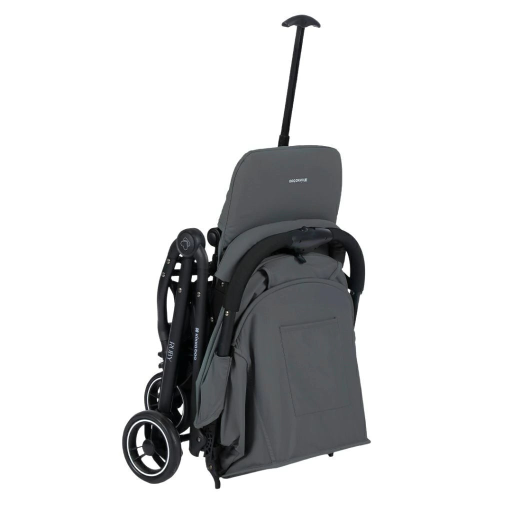 KikkaBoo Ruby Lightweight Ultra-Compact Fold Baby Stroller with Reclining Seat, UV Canopy & Foldable Travel Design Grey Age-  Newborn to 36 Months (Up to 15 kg)