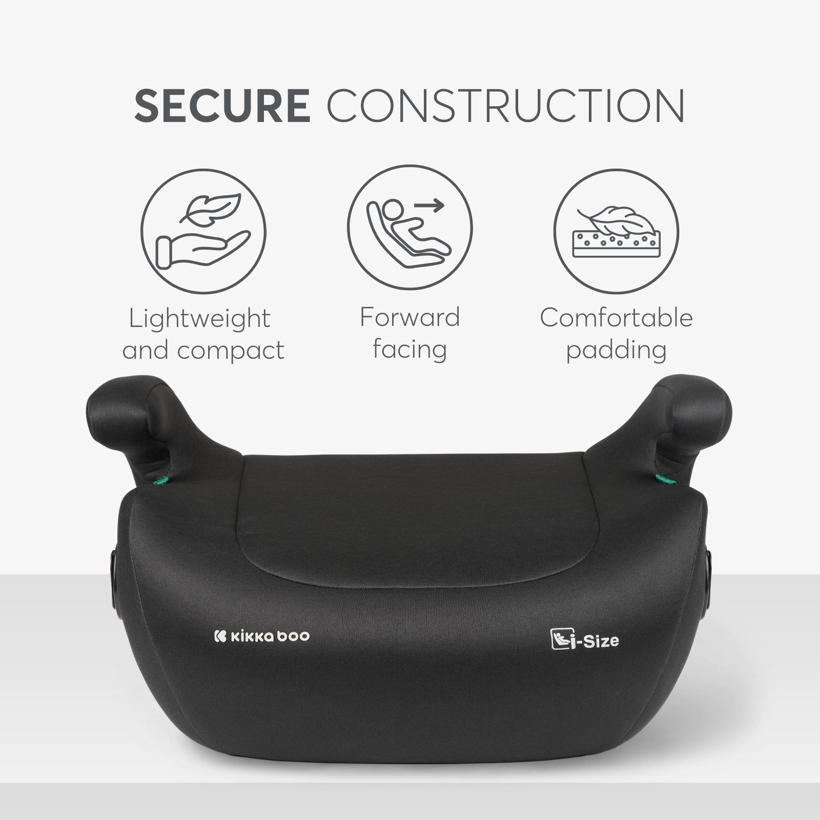 KikkaBoo i-TIP 2 i-Size ISOFIX Booster Car Seat with Cup Holder (125–150 cm)  Black Age- 7 Years to 12 Years