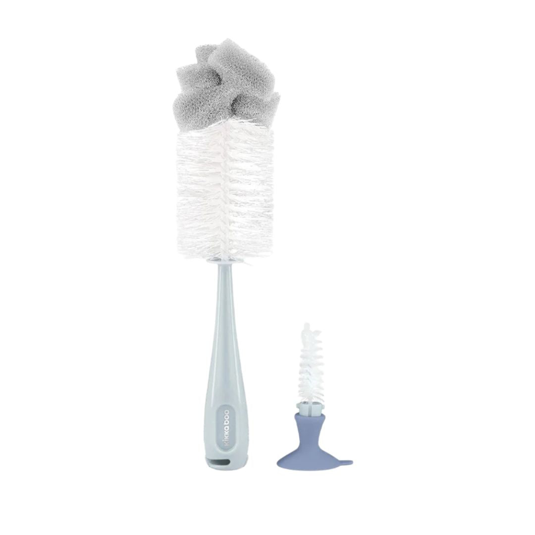 Kikkaboo 2-in-1 Baby Feeding Bottle Brush with Nipple Cleaner Blue Age- Newborn & Above