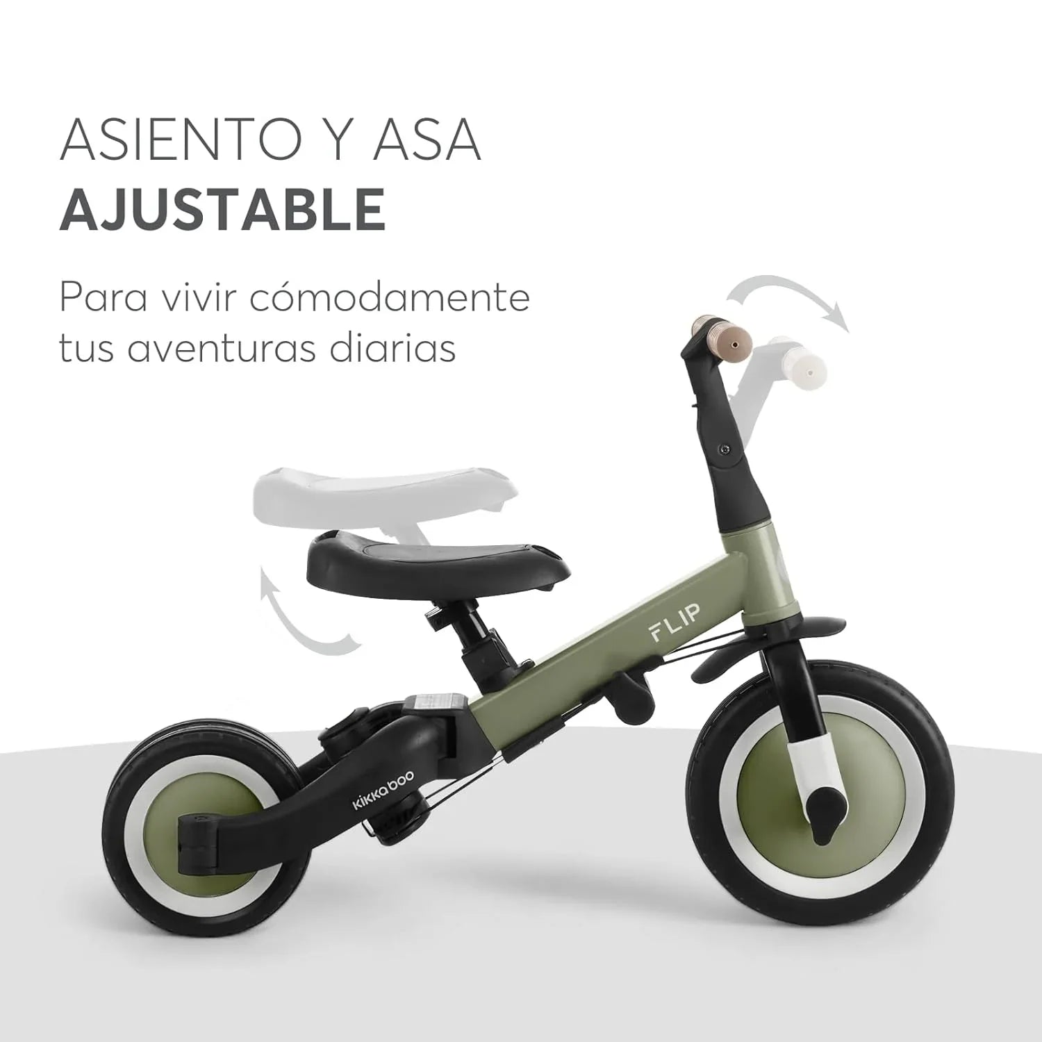 Kikkaboo 5-in-1 Flip Kids Tricycle Army Green Age- 12 Months to 5 Years