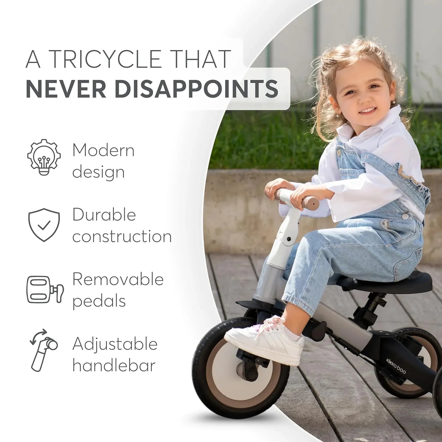 Kikkaboo 5-in-1 Flip Kids Tricycle Army Green Age- 12 Months to 5 Years