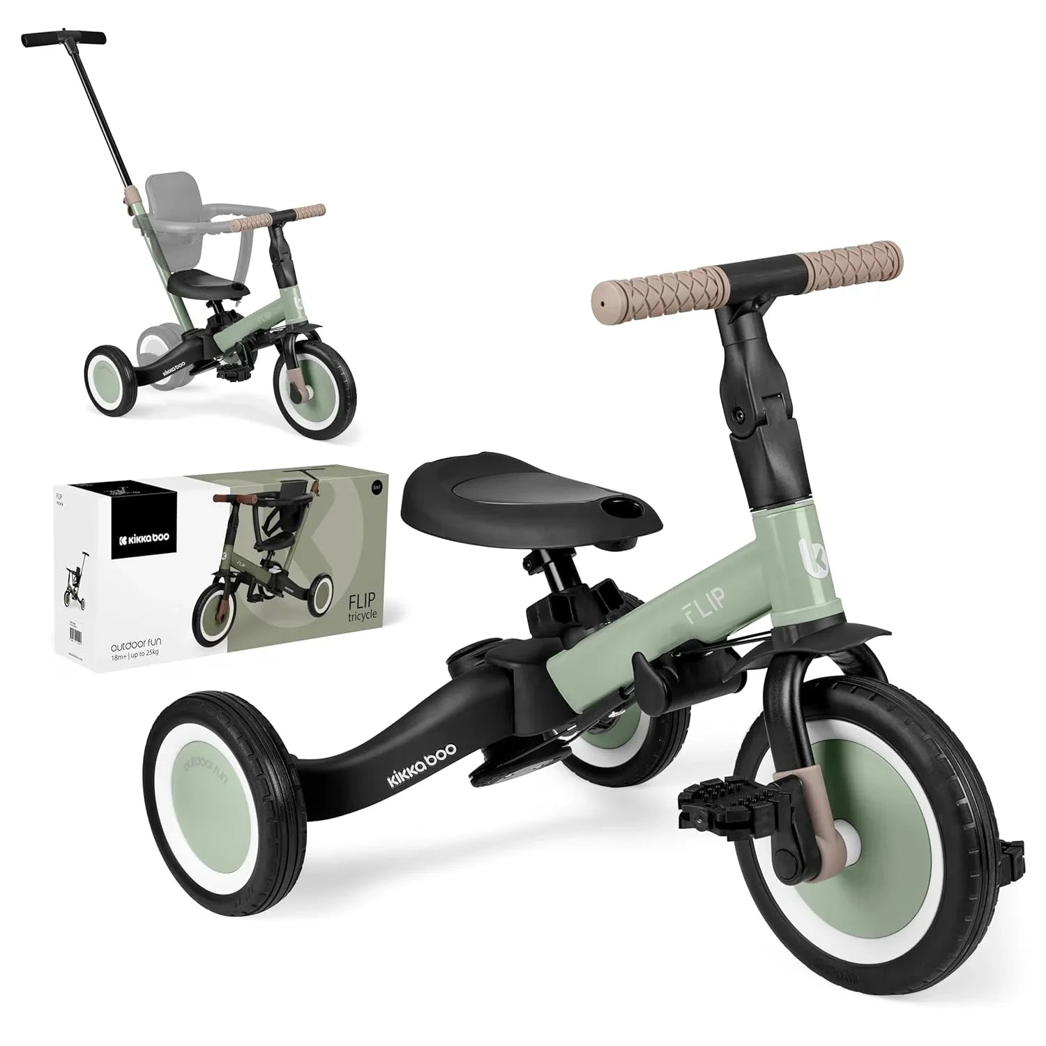 Kikkaboo 5-in-1 Flip Kids Tricycle Army Green Age- 12 Months to 5 Years