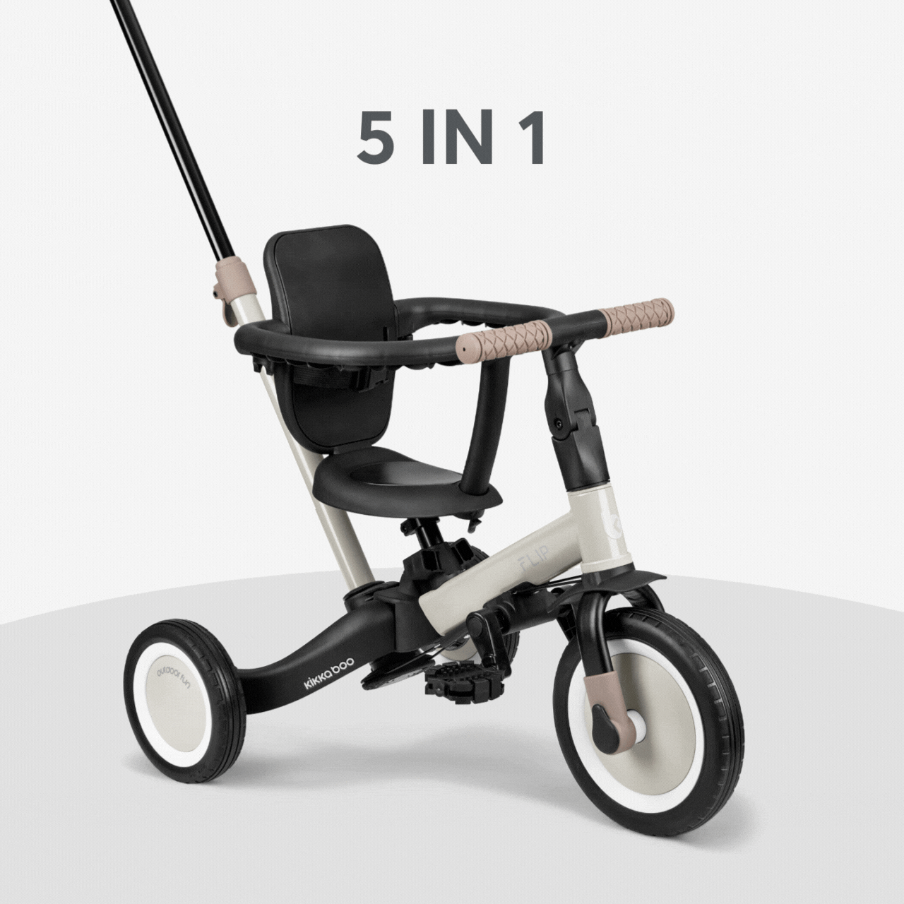 Kikkaboo 5-in-1 Flip Kids Tricycle Beige Age- 12 Months to 5 Years