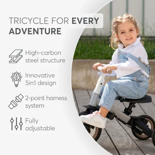 Kikkaboo 5-in-1 Flip Kids Tricycle Black Age- 12 Months to 5 Years