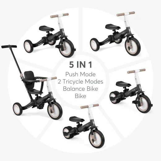 Kikkaboo 5-in-1 Flip Kids Tricycle Black Age- 12 Months to 5 Years