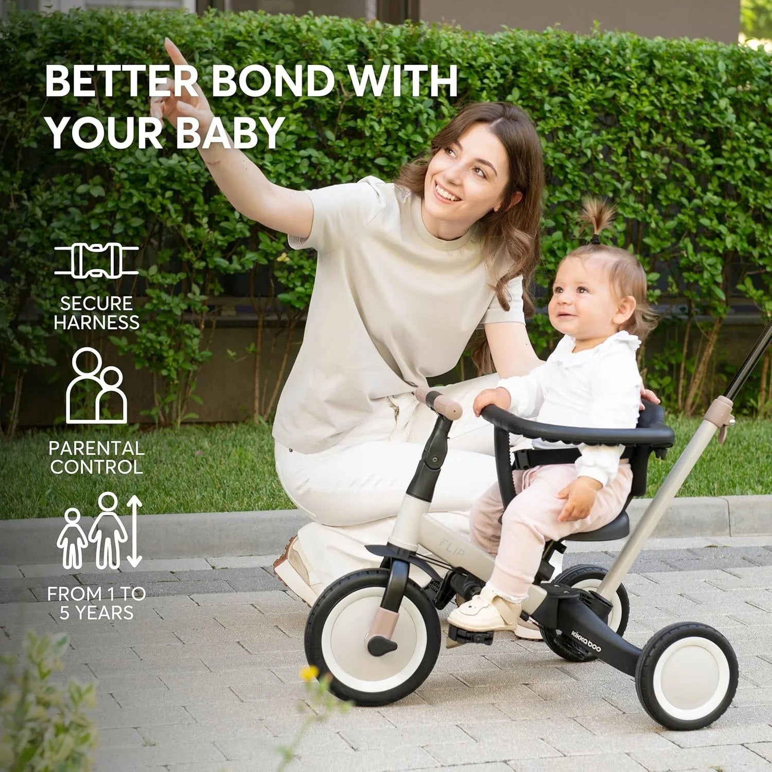 Kikkaboo 5-in-1 Flip Kids Tricycle Grey Age- 12 Months to 5 Years