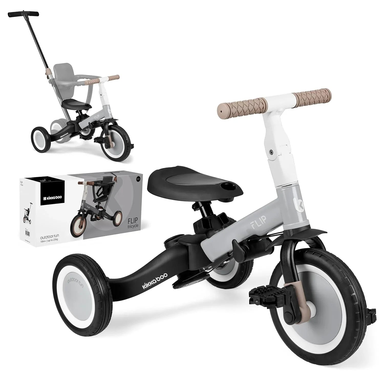 Kikkaboo 5-in-1 Flip Kids Tricycle Grey Age- 12 Months to 5 Years