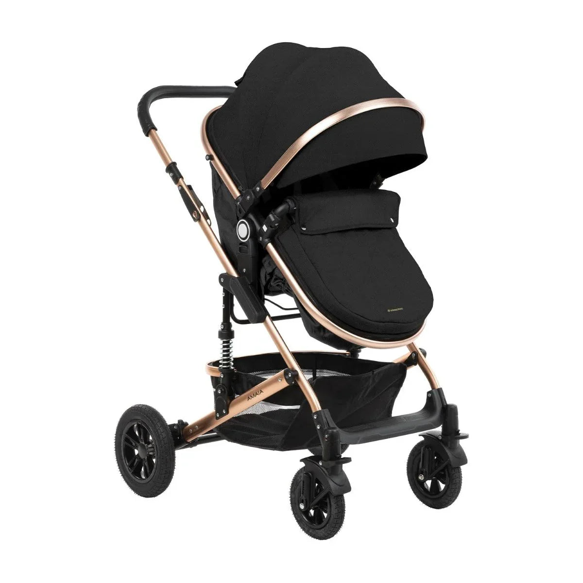 Kikkaboo Amaia 3-In-1 Travel System Stoller with Transferable Seat 2024 Black Age-Newborn & Above (Holds upto 22 Kg)