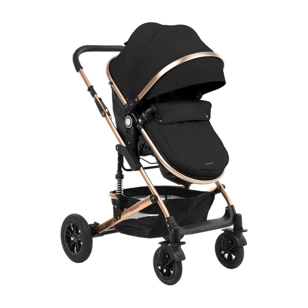 Kikkaboo Amaia 3-In-1 Travel System Stoller with Transferable Seat 2024 Black Age-Newborn & Above (Holds upto 22 Kg)