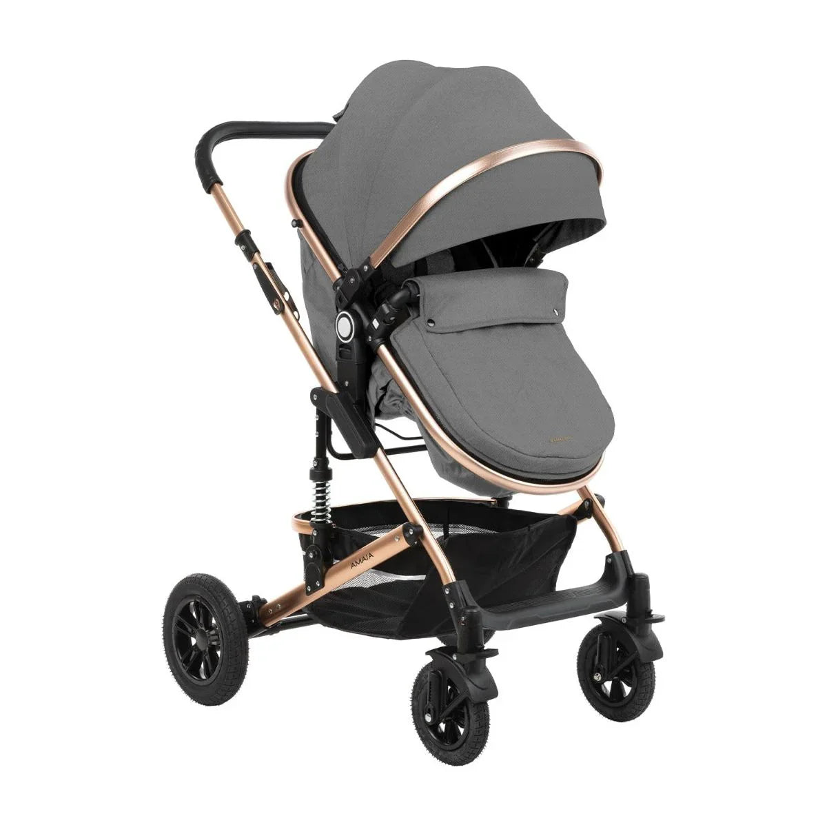 Kikkaboo Amaia 3-In-1 Travel System Stoller with Transferable Seat 2024 Dark Grey Age-Newborn & Above (Holds upto 22 Kg)