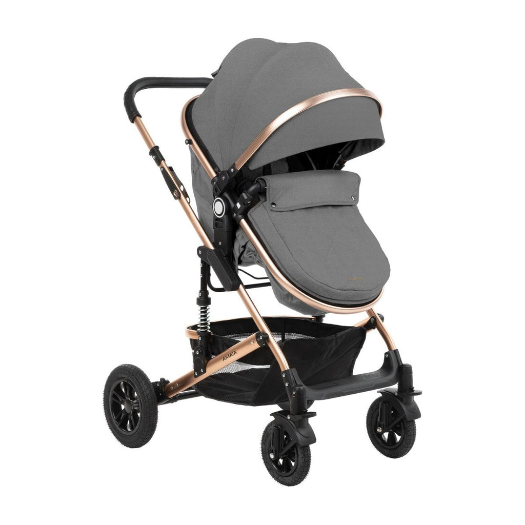 Kikkaboo Amaia 3-In-1 Travel System Stoller with Transferable Seat 2024 Dark Grey Age-Newborn & Above (Holds upto 22 Kg)