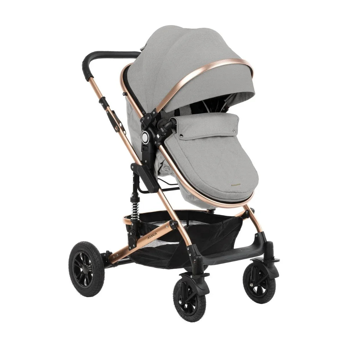 Kikkaboo Amaia 3-In-1 Travel System Stroller with Transferable Seat 2024 Light Grey Age-Newborn & Above (Holds upto 22 Kg)