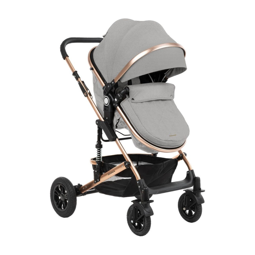 Kikkaboo Amaia 3-In-1 Travel System Stroller with Transferable Seat 2024 Light Grey Age-Newborn & Above (Holds upto 22 Kg)