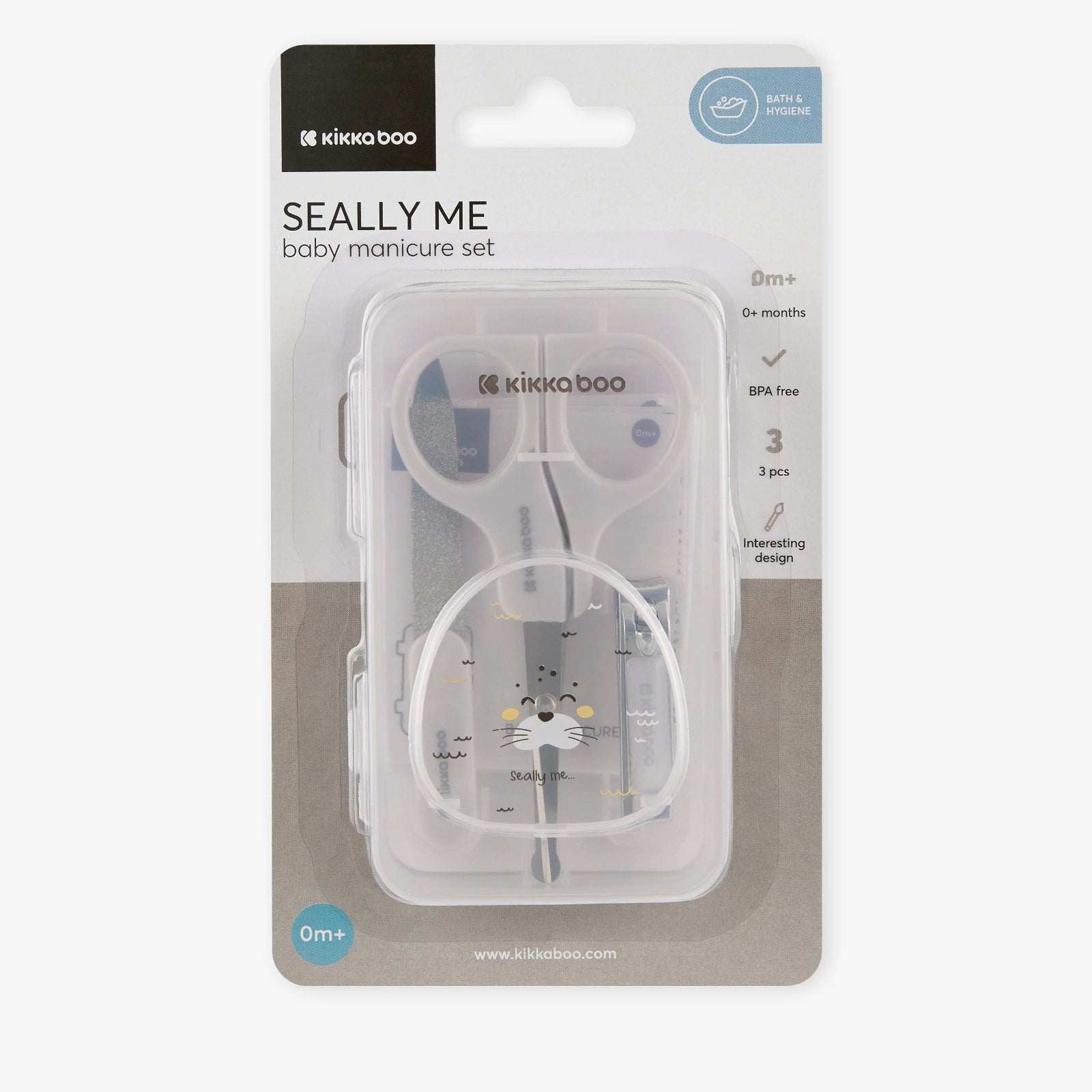 Kikkaboo Baby Manicure Set  of 3 Sally Me  Grey  Age- Newborn & Above