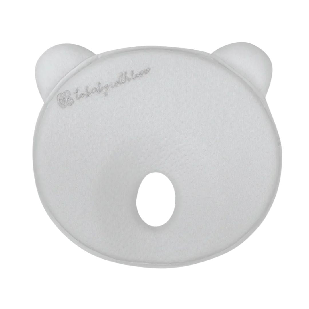 Kikkaboo Bear Shaped Airknit Memory Foam Ergonomic Pillow Grey Age- Newborn to 6 Months