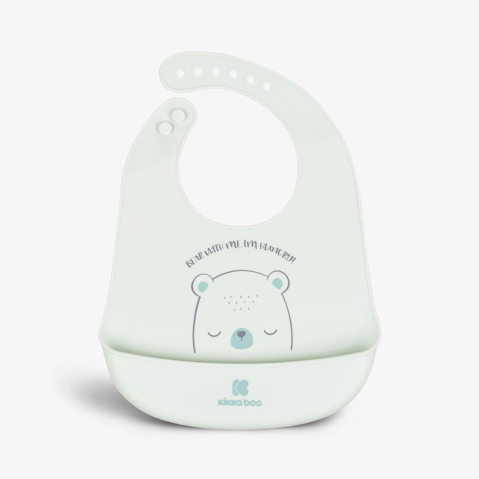Kikkaboo Bear With Me Silicone Bib Grey  Age- 4 Months & Above