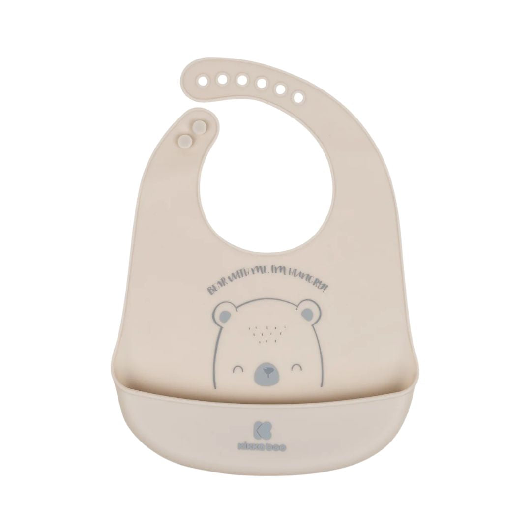 Kikkaboo Bear With Me Silicone Bib Pink Age- 4 Months & Above