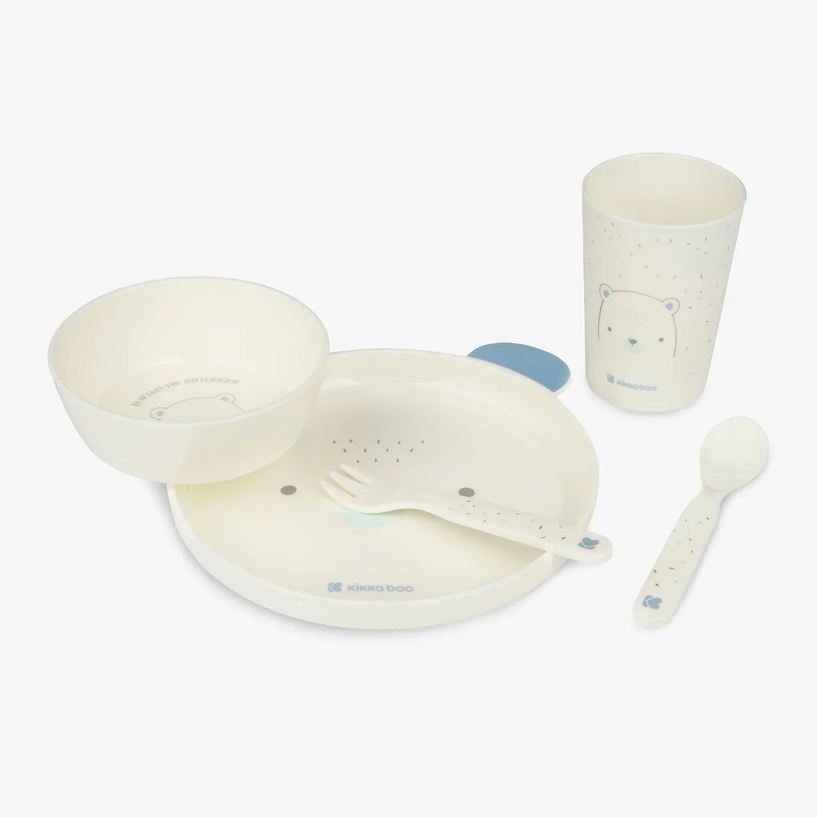 Kikkaboo Bear With Me Tableware PP  Feeding Set of 5  Blue Age- 6 Months & Above