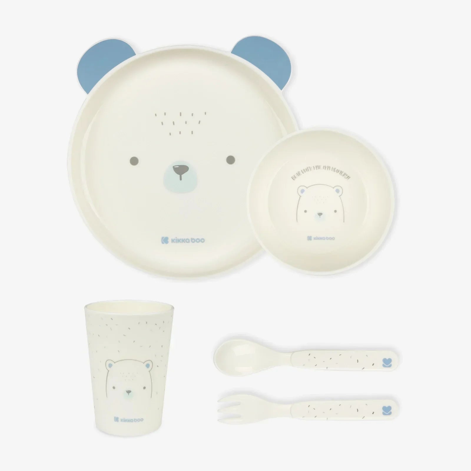 Kikkaboo Bear With Me Tableware PP  Feeding Set of 5  Blue Age- 6 Months & Above