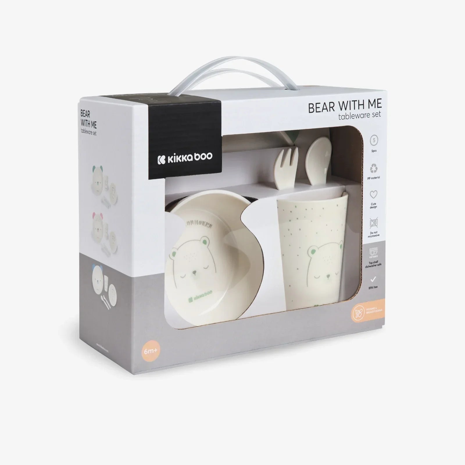 Kikkaboo Bear With Me Tableware PP  Feeding Set of 5  Mint Age- 6 Months & Above