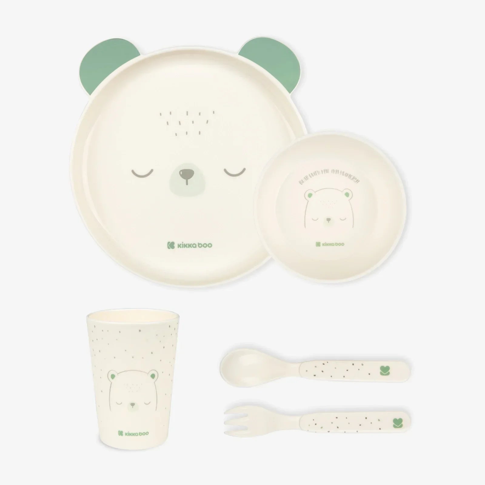 Kikkaboo Bear With Me Tableware PP  Feeding Set of 5  Mint Age- 6 Months & Above
