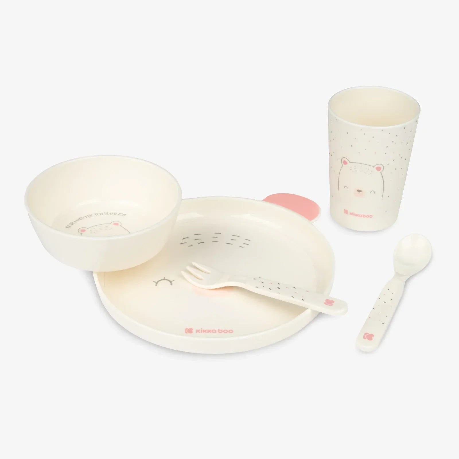 Kikkaboo Bear With Me Tableware PP  Feeding Set of 5 Pink Age- 6 Months & Above