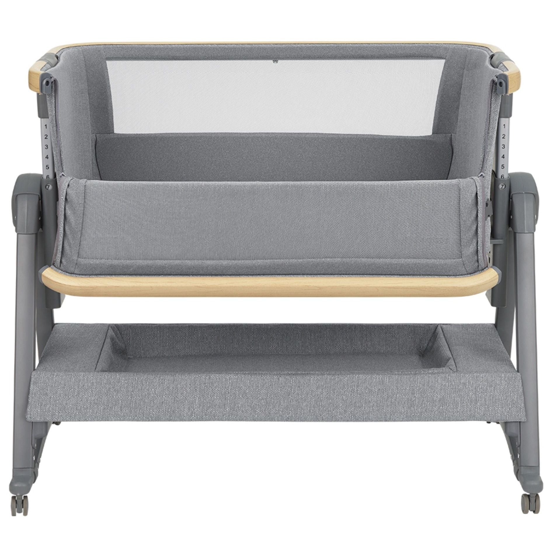 Kikkaboo Bedside Crib Nanna with 7-Positions & Height Adjustment Dark Grey Age-Newborn to 6 Months