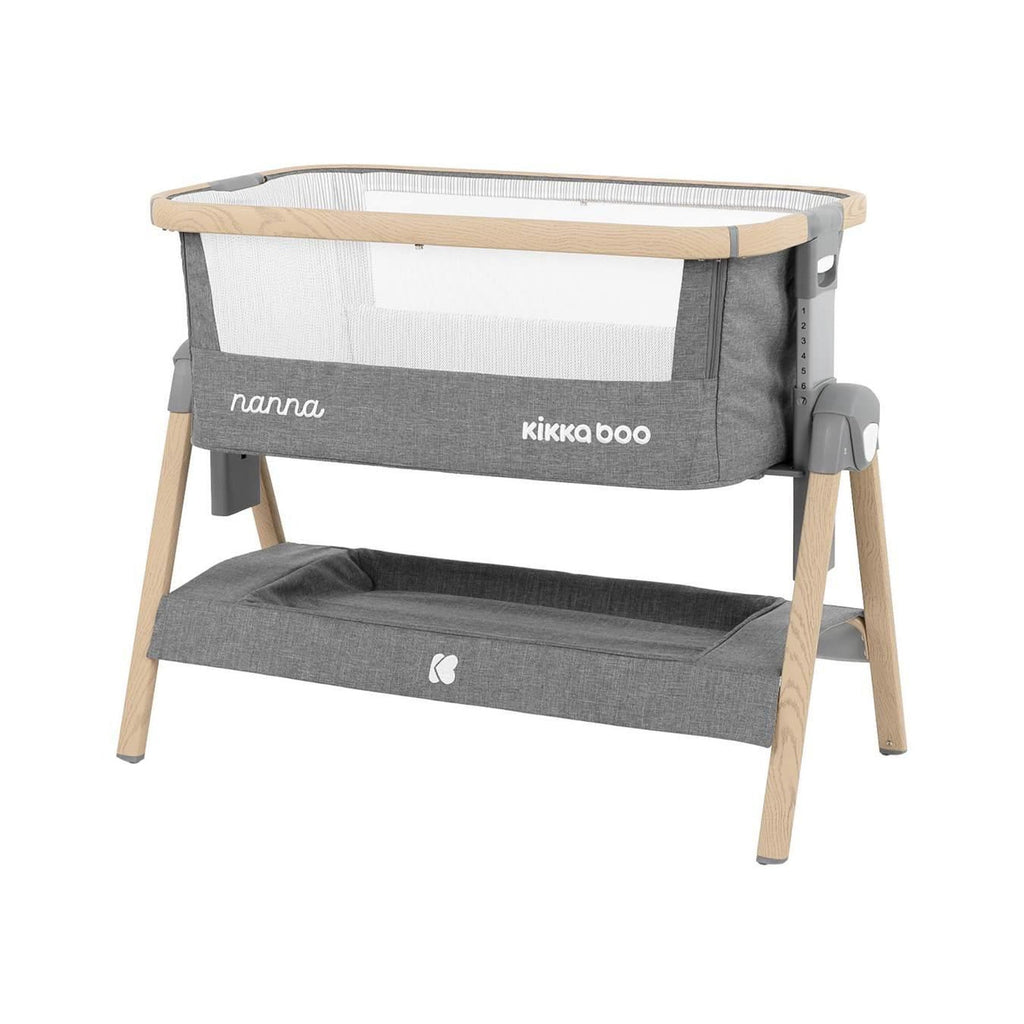 Kikkaboo Bedside Crib Nanna with 7-Positions & Height Adjustment Dark Grey Age-Newborn to 6 Months
