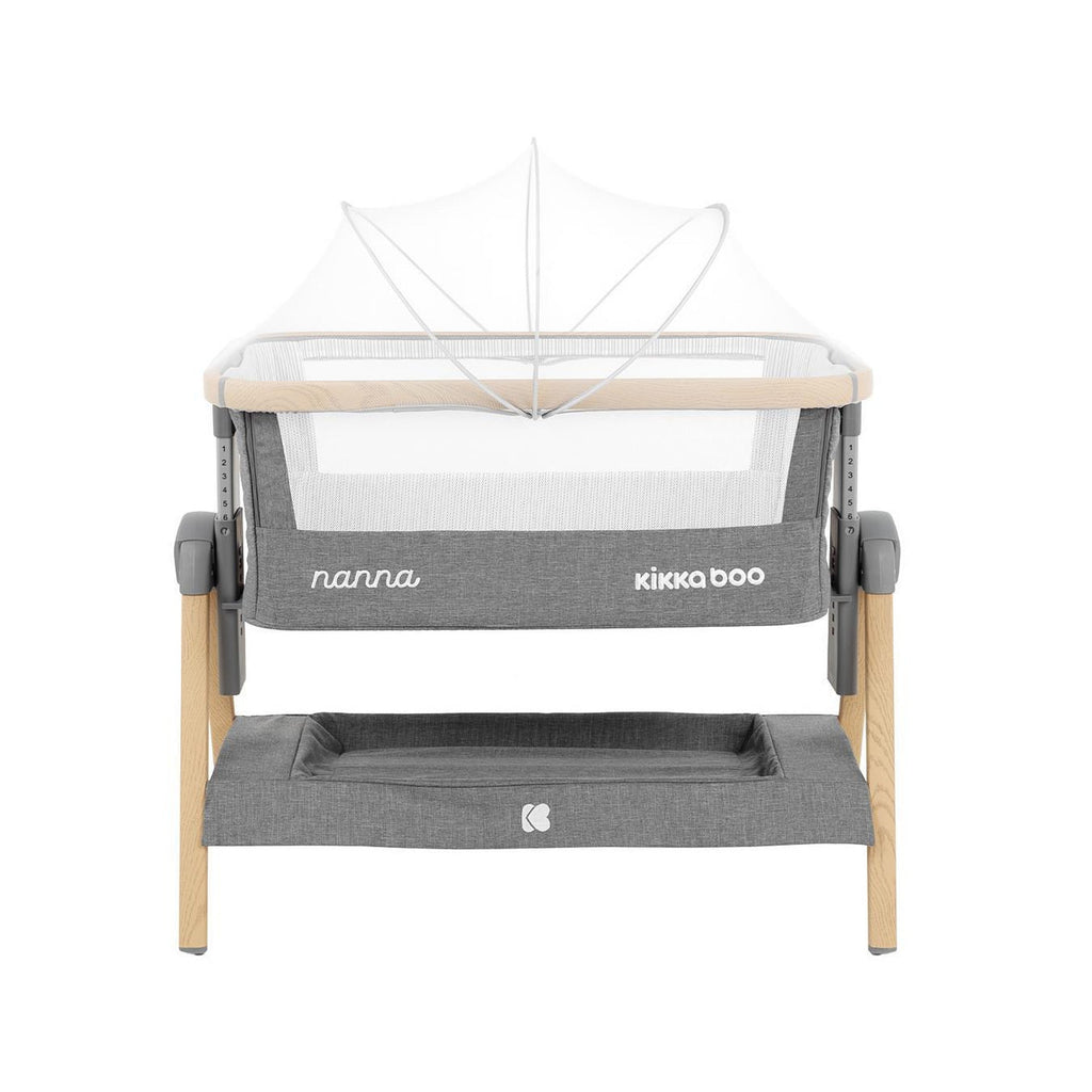 Kikkaboo Bedside Crib Nanna with 7-Positions & Height Adjustment Dark Grey Age-Newborn to 6 Months