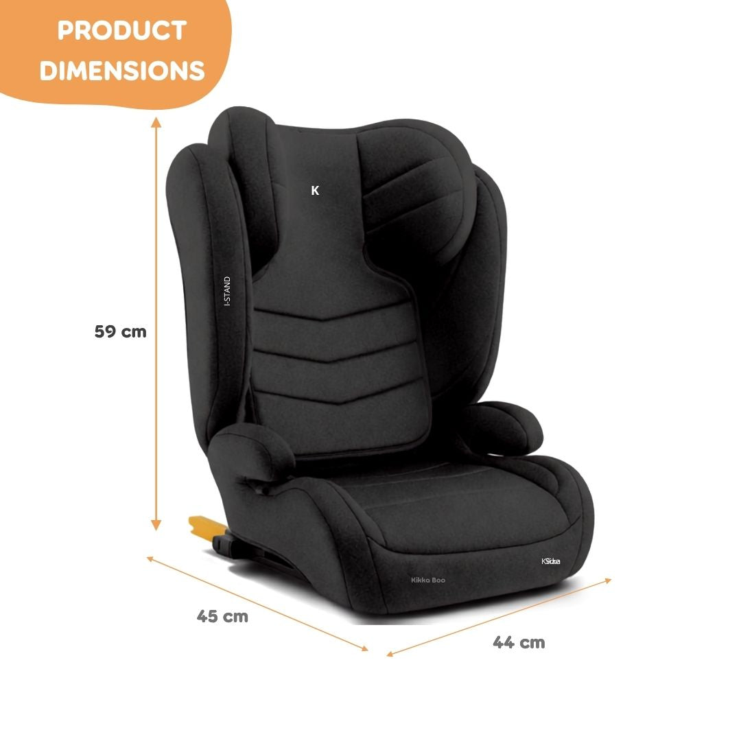 Kikkaboo Booster Car Seat I-Stand i-Size with Isofix 100-150 Cm Black Age- 12 Months & Above (15-36 Kg)