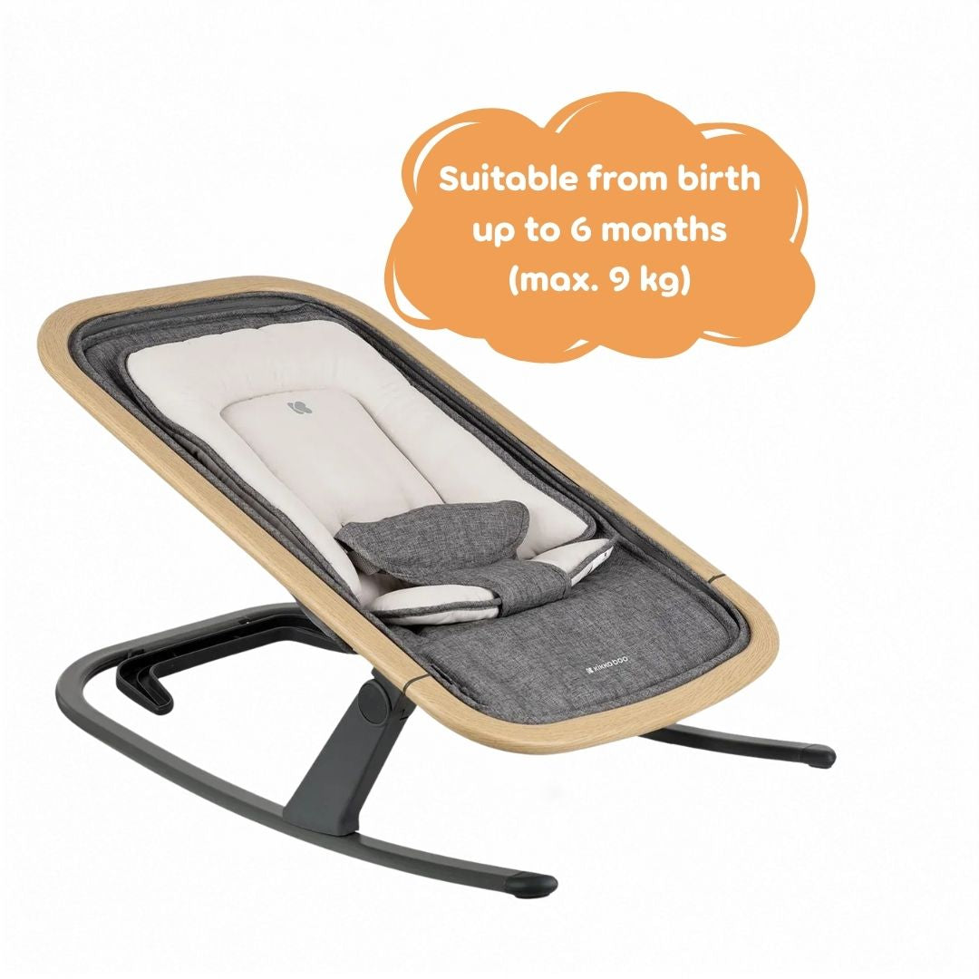 Kikkaboo Calmo 2-in-1 Manual Baby Relax Baby Bouncer Grey Age-Newborn upto 6 Months (Holds upto 9 Kg)